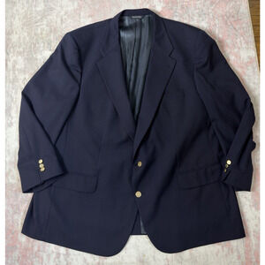 VTG 90s Burberry Jacket Men 50R Blue Wool Blazer Tuxedo Business USA Gold Button